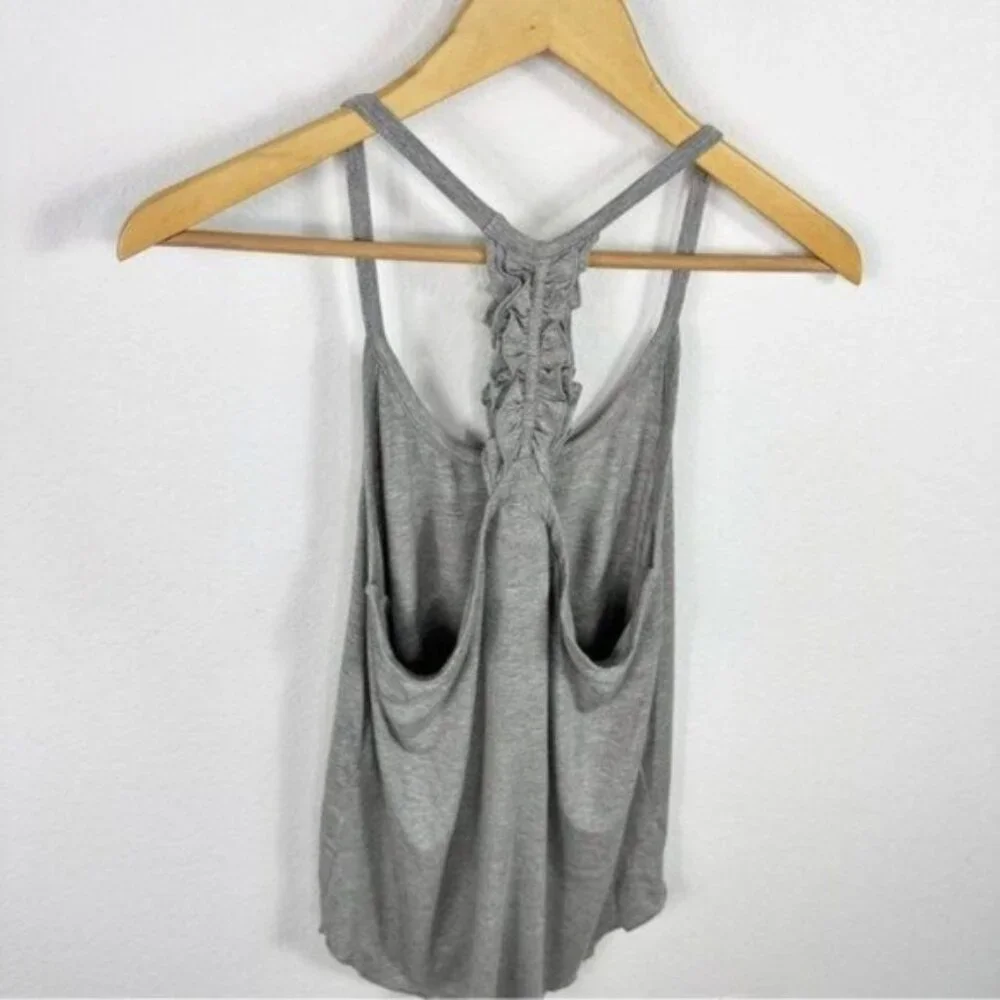 NEW Chaser Ruffle Racerback Grey Tank Size M - Picture 5 of 7